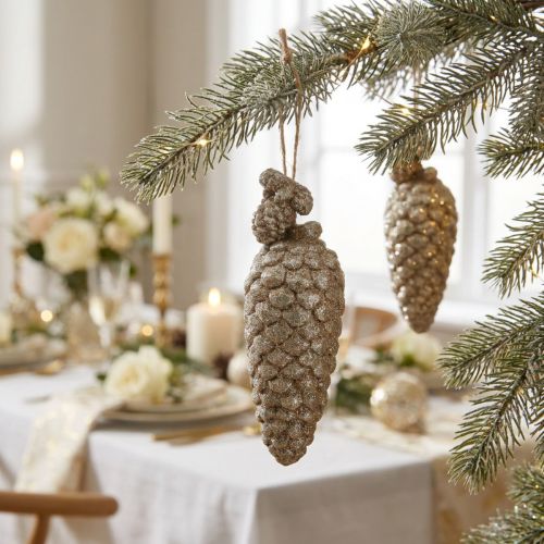 Kottar med glitter ljusguld 14cm 3st | Floristik24.se