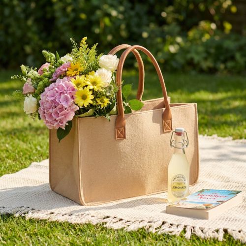 Filtväska i raffialook 50cm x 25cm x 25cm | Floristik24.se