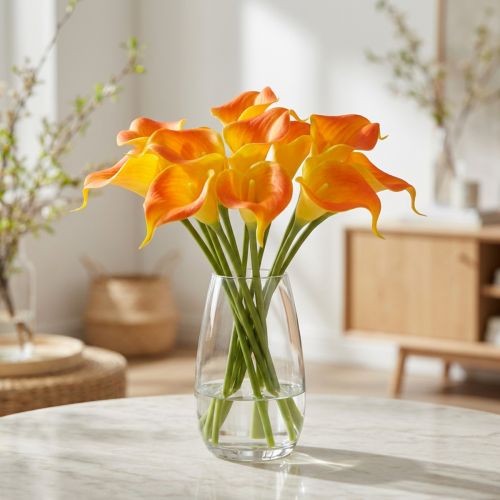 Mini calla konstgul 28cm 12 st | Floristik24.se