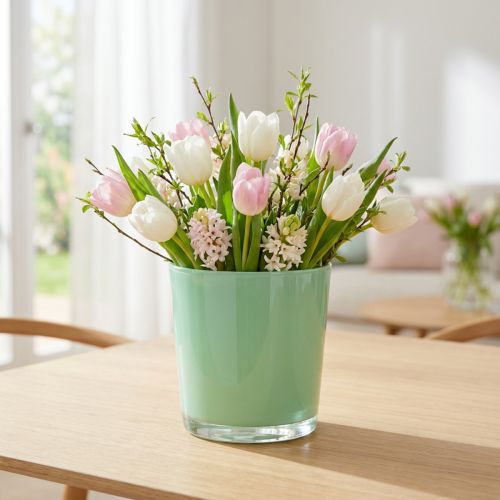 Glaspott Ø11,5cm H10,8cm mintgrön | Floristik24.se