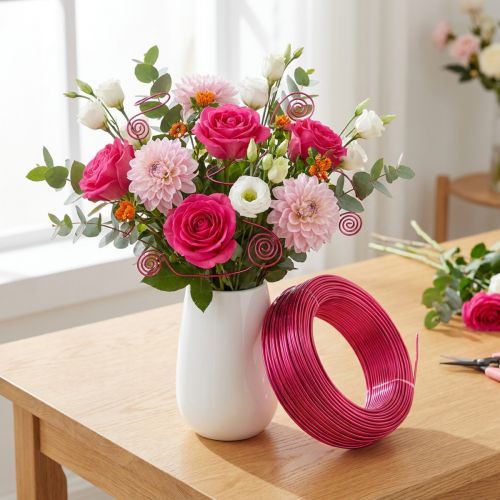 Aluminiumtråd Ø2mm Rosa 60m 500g Smyckestråd Hobbytråd Dekoration | Floristik24.se
