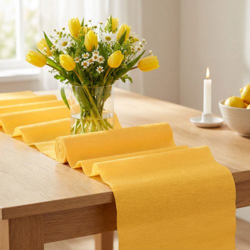 Blomsterpapper med kräppapper solgult 50x250cm | Floristik24.se