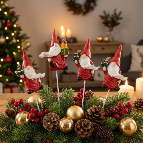 Jultomte dekorativ plugg tomte tomte 7cm 4 st | Floristik24.se