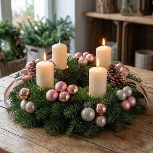 Mini julkulor glas rosa grå tråd Ø40mm 32 st | Floristik24.se
