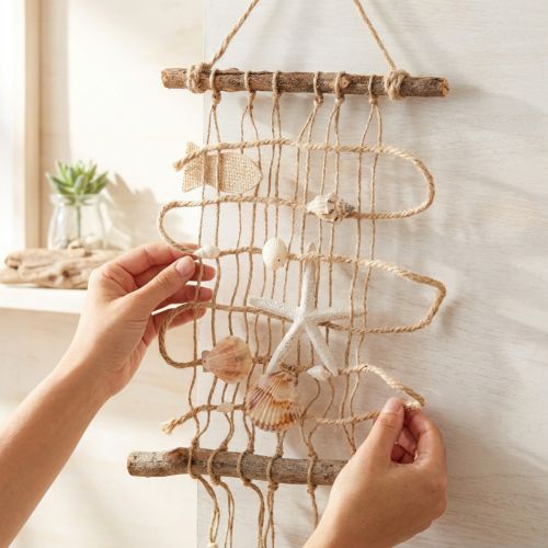 Fisknät i jute med snäckor, maritim väggdekoration 25×55 cm | Floristik24.se