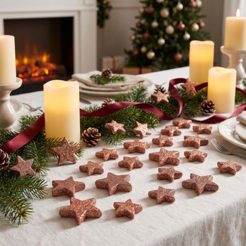 Strödekoration Julstjärnor spridda stjärnor rosa Ø4/5cm 40 st | Floristik24.se
