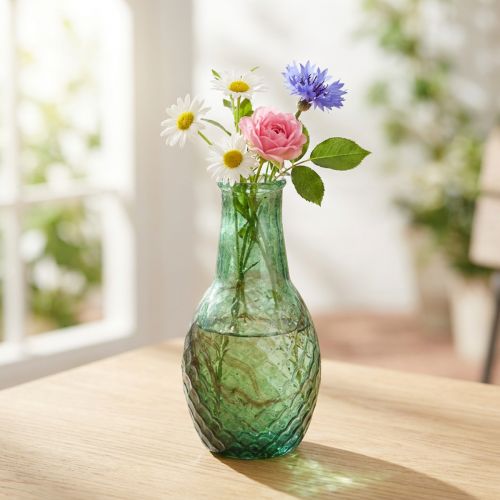Minivas grön glasvas blomvas diamanter Ø6cm H11,5cm | Floristik24.se