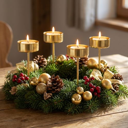 Värmeljushållare för inkoppling av värmeljushållare i guld Advent Ø4cm 8 st | Floristik24.se