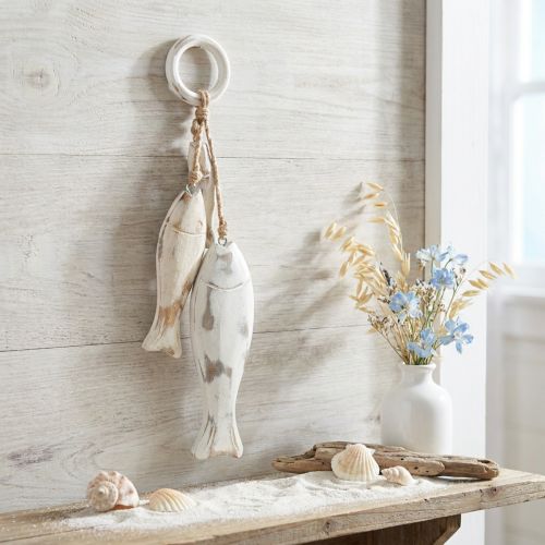 Fisk gjord av mangoträ för upphängning Shabby Chic 19,5/15,5/10cm | Floristik24.se
