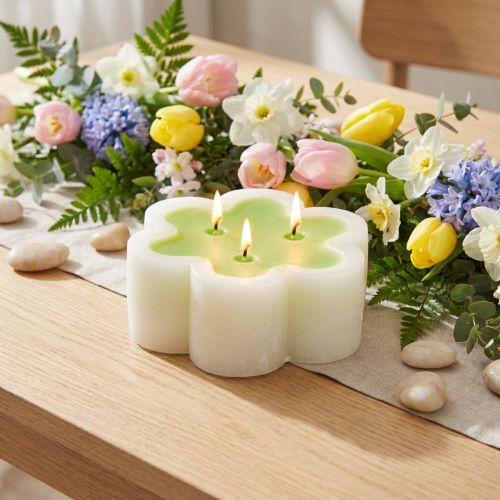 Tre-vekar ljus grön vit form blomma Ø11,5cm H4cm | Floristik24.se