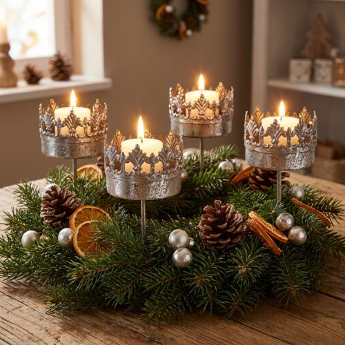 Ljusstake antik silver värmeljusstake Ø5cm H10cm 4 st | Floristik24.se