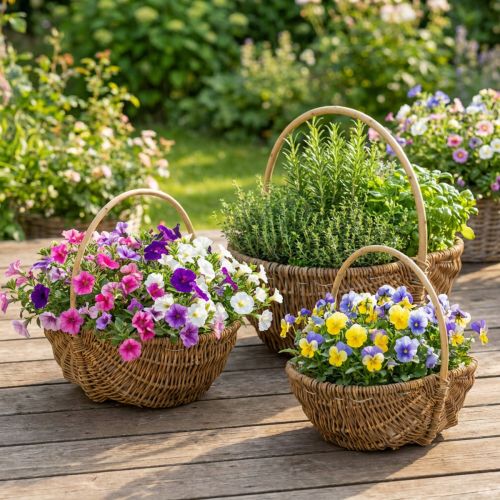 Potatiskorg 43/33/23 cm med folie, naturfärgad, set om 3. | Floristik24.se