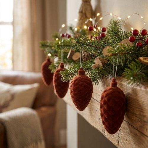 Dekorativa flockade rooibosstrutar, 9,5 cm/8 cm, 12 stycken | Floristik24.se