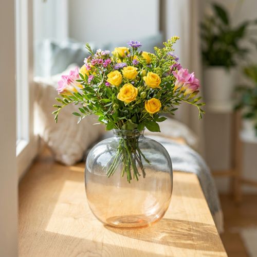 Blomvas dekorativ vas liten vas av glas H9cm Ø8cm | Floristik24.se