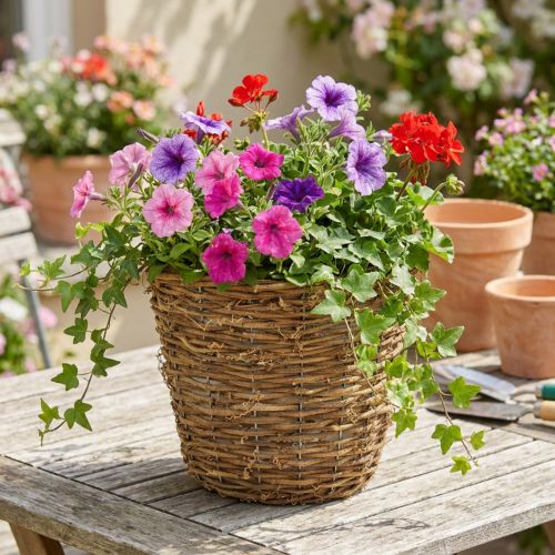 Planteringskorg i naturlig färg, Ø25 cm, H22,5 cm | Floristik24.se