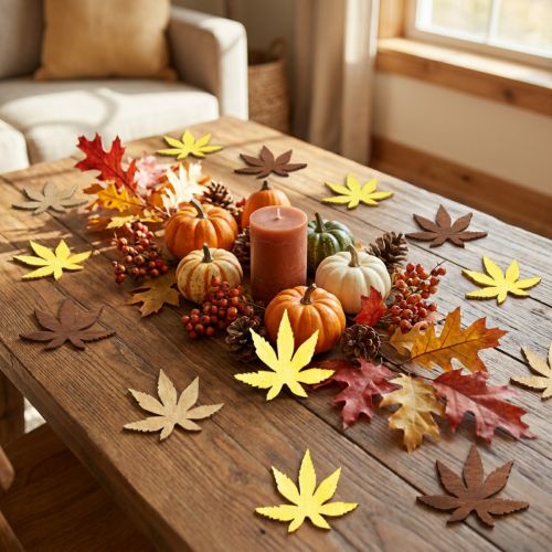 Spridda dekorativa blad, gula, bruna, platina, blandade, 4 cm, 72 stycken | Floristik24.se