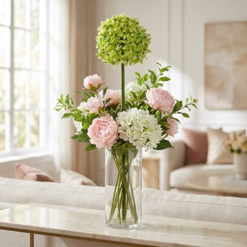 Prydnadslök Allium, sidenblomma, konstgjord kul purjolök Ø20cm L72cm | Floristik24.se