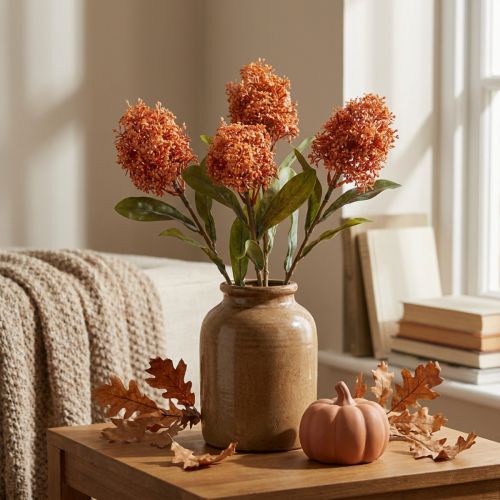 Skimmie Konstgjorda Blommor Orange Skimmia Japonica Dry Look 59cm 3st | Floristik24.se