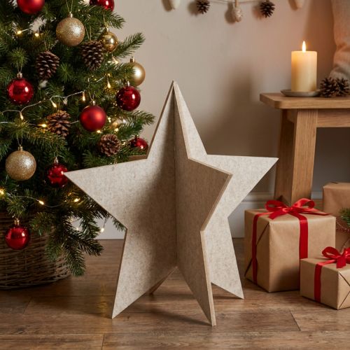 Filt dekorativ stjärna att placera juldekoration filt beige H62cm | Floristik24.se