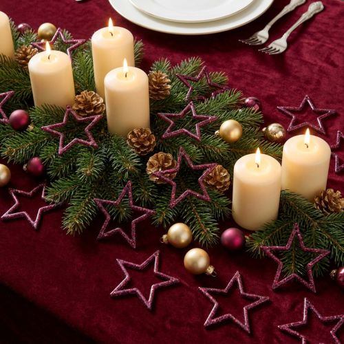 Dekorativ Star Berry Glitter Bordsdekoration Jul 4,5cm 120 st | Floristik24.se