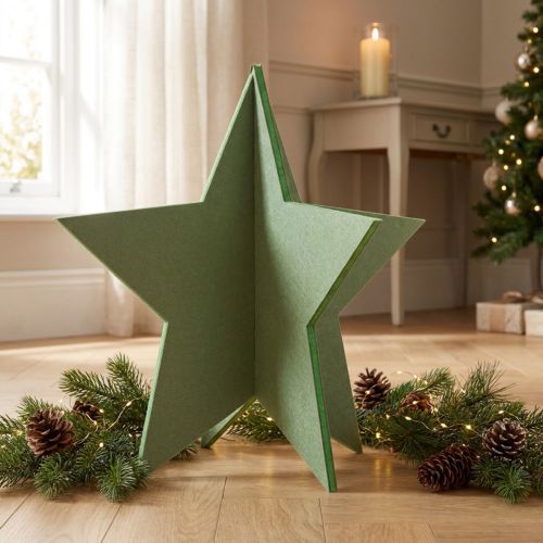 Filt dekorativ stjärna att placera juldekoration filt grön H62cm | Floristik24.se