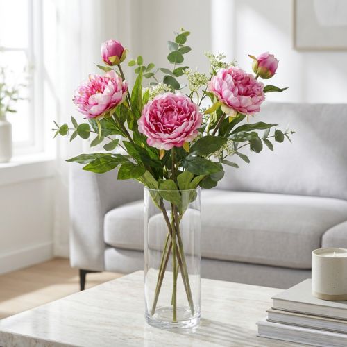 Pioner Långstammiga konstgjorda blommor Rosa 70cm 3st | Floristik24.se