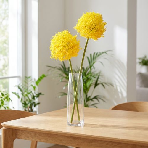 Allium Gul Blomma Konstgjord Lök 80cm Ø14,5cm 2st | Floristik24.se