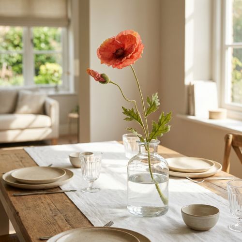 Vallmo Konstgjord Konstblomma i Orange Ø13cm 84cm | Floristik24.se