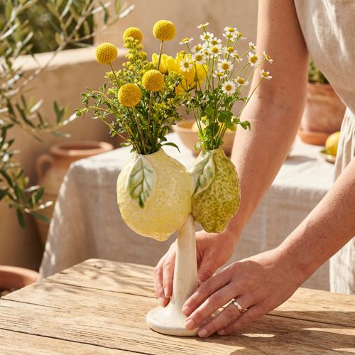 Artikel Keramisk dekoration citronvas Medelhavsbordsdekoration H22cm