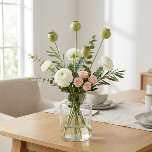 Artikel Konstgjord vallmodekorationsbukett, realistiska blommor för heminredning, 61 cm, 3 stycken