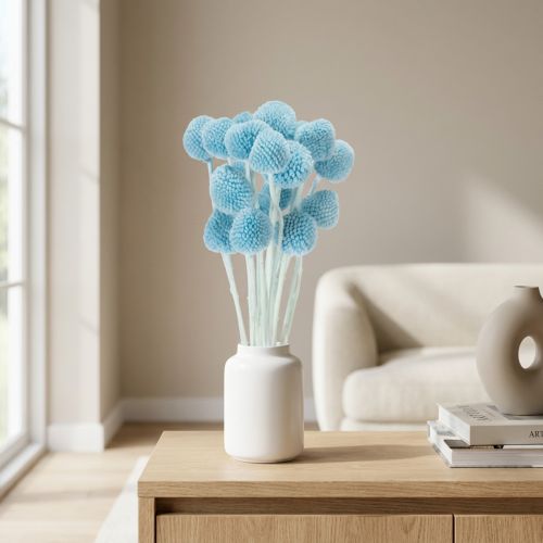 Artikel Craspedia torkade blomsterdekorationer för vas, minimalistisk stil, hållbar sommardekoration, 55 cm, 20 stycken