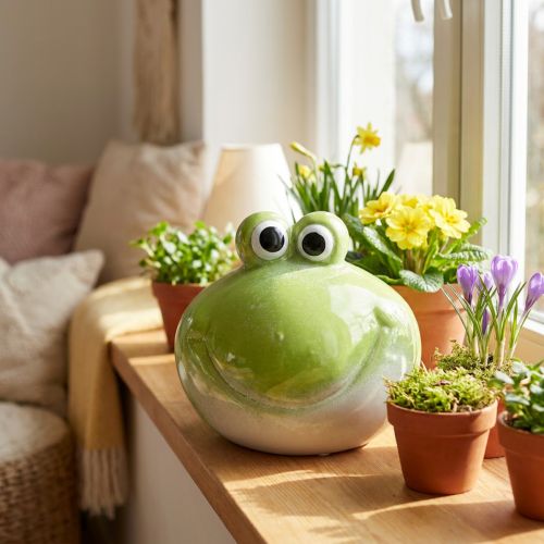 Artikel Groddekorationsfigur, söt keramikfigur för vardagsrumsbordsdekoration, 18 cm