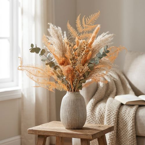 Artikel Ormbunkegren, konserverad ormbunke, torkad dekoration för arrangemang, 60 cm, 10 stycken