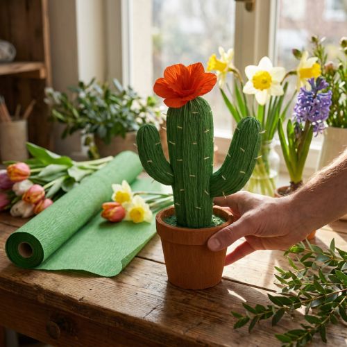 Blomsterpapper med kräppapper grönt 50x250cm | Floristik24.se