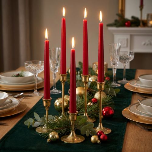 Koniska ljus 250/23 rubin (12 st.) | Floristik24.se