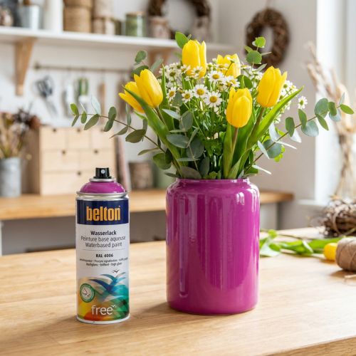 Belton fri vattenbaserad färg rosa trafiklila högblank spray 400ml | Floristik24.se
