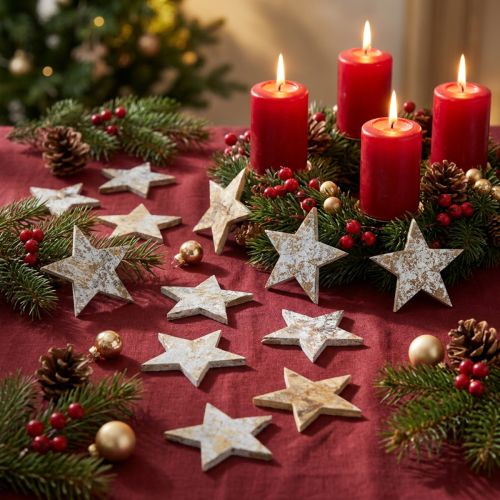 Kokosstjärna vitgrå 5 cm 50staks adventstjärnor dekoration | Floristik24.se