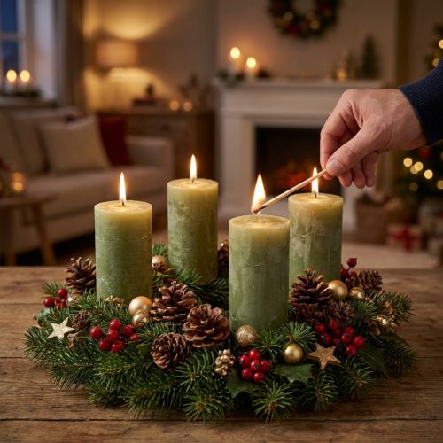 Olivgröna blockljus 50×100 mm Set om 4 dekorativa enfärgade | Floristik24.se