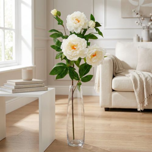 Silkesblomma pion konstgjord krämvit 135cm | Floristik24.se