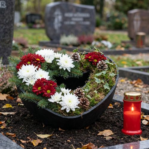 Oasis Black Biolit Växt Hjärta Planteringsbricka Svart 36cm Dekorativ Miljövänlig | Floristik24.se