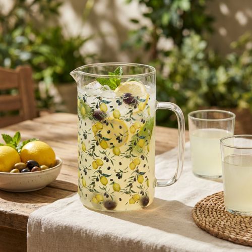Glaskanna citroner och oliver dekorativ kanna glas H17cm | Floristik24.se