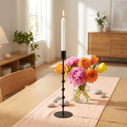 Ljusstake i metall svart H30cm | Floristik24.se