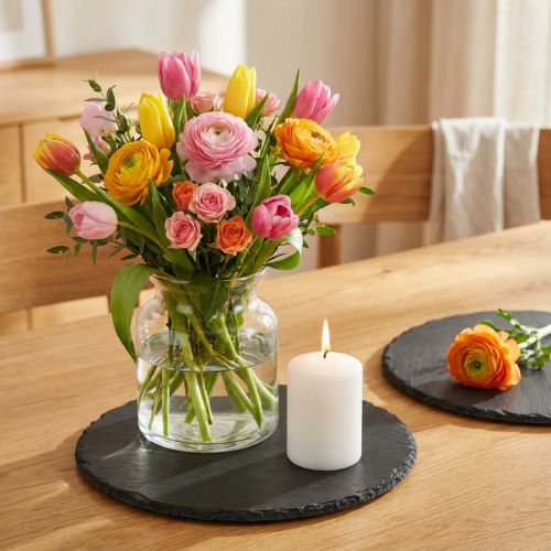 Naturskifferplåt rund stenbricka svart Ø20cm 4 st | Floristik24.se