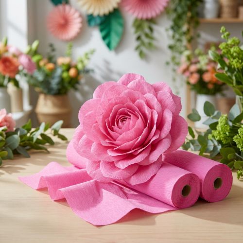 Blomcrepe rosa B10cm ytvikt 128g/kvm L250cm 2st | Floristik24.se