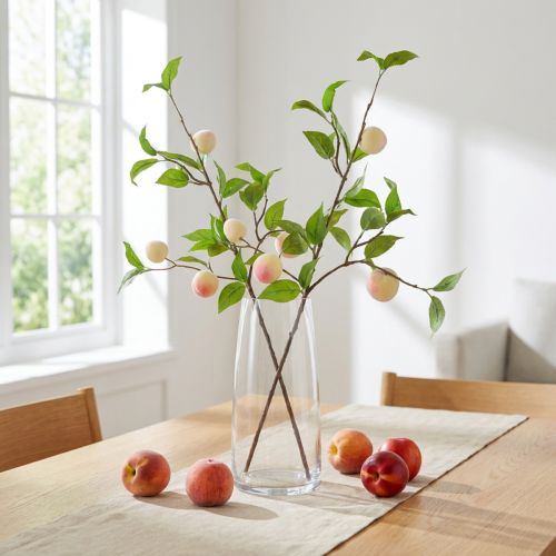 Dekorativ gren, konstgjord persika, 52 cm, dekorativ gren, 2-delat set | Floristik24.se