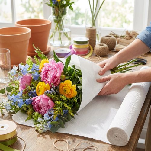 Blomsterpapper, vitt, 50 x 250 cm, 5 stycken | Floristik24.se