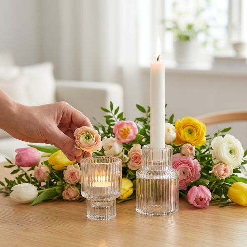 Stickljusstake glas värmeljushållare Ø5cm H8cm 4 st | Floristik24.se