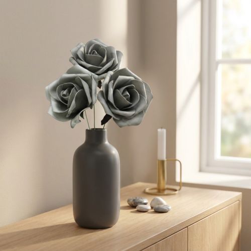 Foam Rose Grey Ø15cm 4 st | Floristik24.se