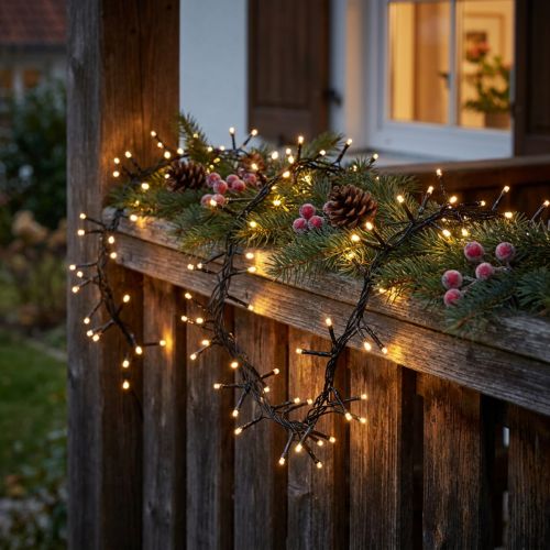 LED-ljuskedja för utvändig 288er 2,4m svart/varmvit | Floristik24.se