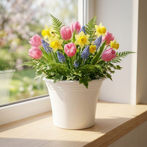 Plastkruka “Irys” Vit Ø17cm H14cm 1 st | Floristik24.se